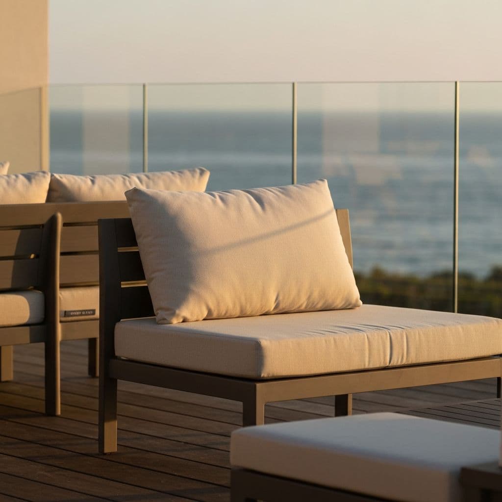 Custom outdoor patio cushions on a deck